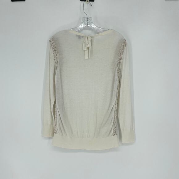 Ann Taylor Cashmere Lace Cream Sweater Size Medium - Picture 3 of 8